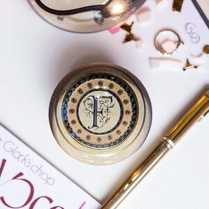 Crystal Paperweight monogram "F” Punch Studio Made in France 3.5”